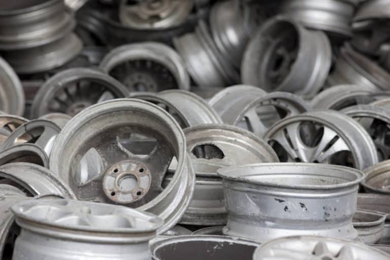 aluminum car wheel rims ready for recycling